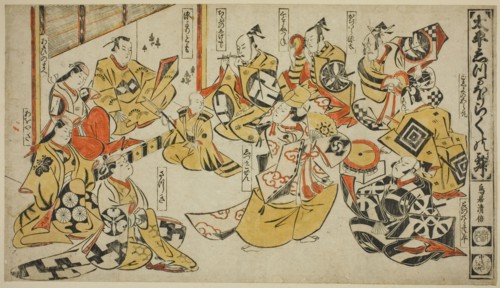 Scene from the Drama "Lyric Dance of Shizuka Gozen (Taihei Shizuka Horaku no mai)", c. 1711.