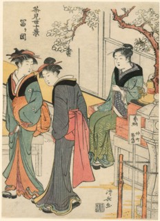 Tomigaoka, from the series "Ten Scenes of Teahouses (Chamise jikkei)", c. 1783/84.