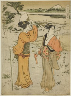 Enoshima, from the series "Mount Fuji in the Four Seasons (Shiki no Fuji)", c. 1785.