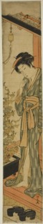 Woman Admiring Morning Glories while Brushing Her Teeth, c. 1779.