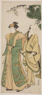 The Actor Segawa Kikunojo III and his attendant making cermonial rounds at New Year's, c. 1783.