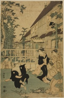 Outdoor Amusements at the Kankanro Teahouse in Yoshiwara, c. 1794.
