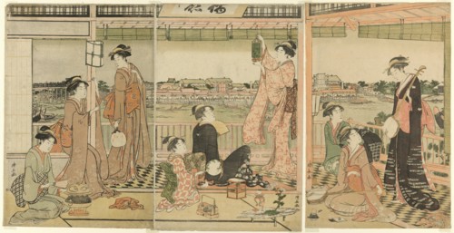 A Party Viewing the Moon Across the Sumida River, c. 1787.