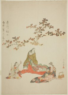 Surimono commemorating the 50th anniversary of the death of the actor Iwai Hanshiro III, c. 1809.