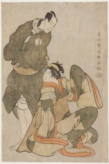 The actors Iwai Hanshiro IV (R) as Ohan of the Shinanoya and Bando Hikosaburo III (L) as Obiya Choemon, 1794.