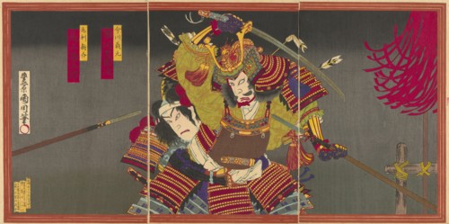 The actors Ichikawa Sadanji I as Imagawa Yoshimoto and Onoe Kikugoro V as Mori Shinsuke, 1884.