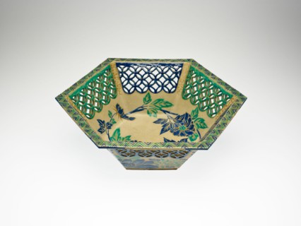 Openwork Hexagonal Ko-Kiyomizu Ware Bowl, 1731-52.