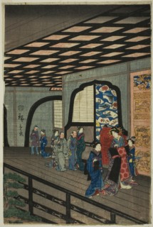 Upper Floor of the Gankiro in Yokohama (Yokohama Gankiro age), 1860.