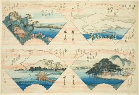 Four Views from the series Eight Views of Omi (Omi Hakkei), About 1830.