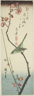Bush warbler on plum branch, c. 1843/47.