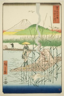 Sagami River (Sagamigawa), from the series "Thirty-six Views of Mount Fuji (Fuji sanjurokkei)", 1858.