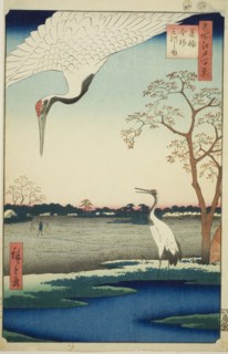 Minowa, Kanasugi, Mikawashima, from the series "One Hundred Famous Views of Edo (Meisho Edo hyakkei)”, 1857.