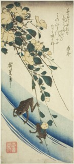 Frogs and yellow rose, 1830s.