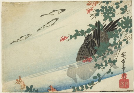 Trout, duck, and bush clover, c. 1840.