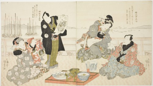 The actors Onoe Kikugoro III, Onoe Matsutake III, and Iwai Kumesaburo II, c. 1825.