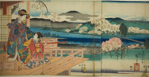 View of Sagano (Sagano fukei), from the series "A Modern Genji Picture Contest (Furyu Genji e-awase)", 1853.