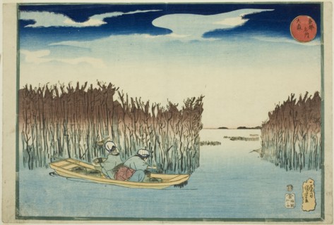 Omori, from the series "Famous Places in the Eastern Capital (Toto meisho)", c. 1832/33. Seaweed gatherers at Omori.