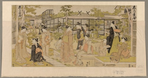 Kacho chaya, c. 1792/93. (Women Visiting the Bird and Flower Teahouse).