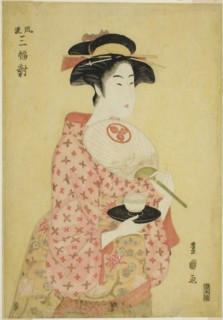Takashima Ohisa, from the series "A Fashionable Set of Three (Furyu sanpuku tsui)", c. 1794.