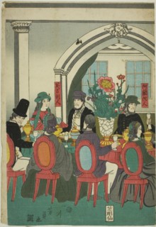 Foreigners from Five Nations at a Banquet (Gokakoku ijin shuen no zu), 1861.