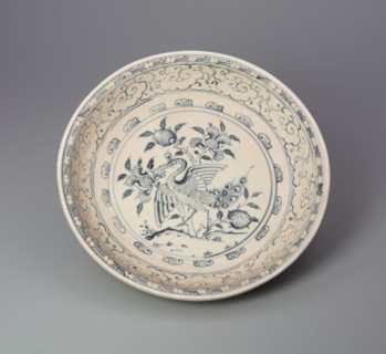 Dish with Peacock and Floral Motif, 15th century.