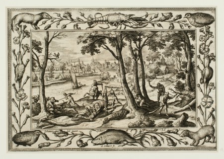 Bear Hunt, from Landscapes with Old and New Testament Scenes and Hunting Scenes, 1584.