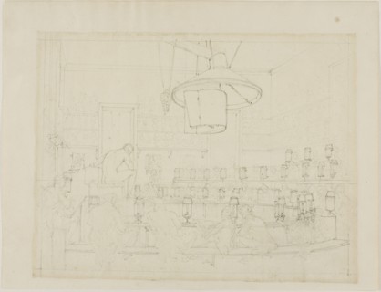 Study for Drawing from Life at the Royal Academy, Somerset House, from Microcosm of London (recto); Study for Drawing from Life at the Royal Academy, Somerset House, from Microcosm of London, c. 1808.