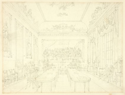 Study for Trinity House, from Microcosm of London (recto); Architectural Sketch of Row House Facades (verso), c. 1809.