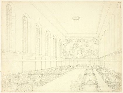 Study for Chelsea Hospital, from Microcosm of London, c. 1810.