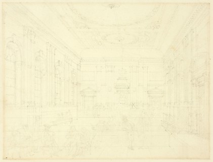 Study for South Sea House, Dividend Hall, from Microcosm of London, c. 1810.