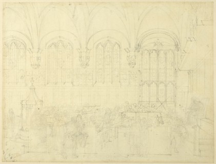 Study for Court Chancery, Lincoln's Inn Hall, from Microcosm of London, c. 1808.