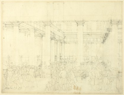 Study for Corn Exchange, Mark Lane, from Microcosm of London, c. 1808.
