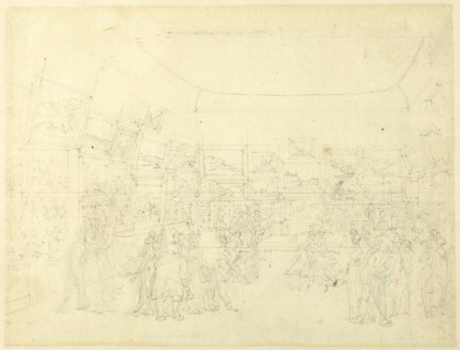 Study for Exhibition of Water Colored Drawings, Old Bond Steet, from Microcosm of London, c. 1808.