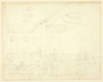 Study for Lloyd's Subscription Room, from Microcosm of London, c. 1809.