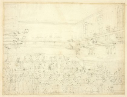 Study for Quaker's Meeting, from Microcosm of London, c. 1809.