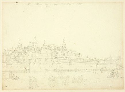 Study for The Tower Taken from the New Mint, from Microcosm of London, c. 1809.