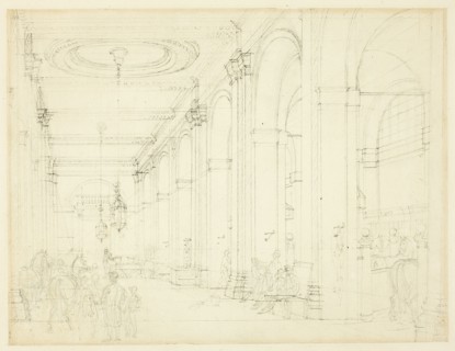 Study for King's Mews, Charing Cross, from Microcosm of London, c. 1808.