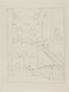 Study for The Hall and Staircase, British Museum, from Microcosm of London, c. 1808.