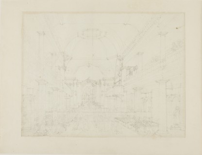 Study for The Roman Catholic Chapel, Lincoln's Inn Fields, from Microcosm of London, c. 1808.