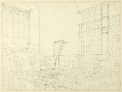 Study for Court of Exchequer, from Microcosm of London, c. 1808.