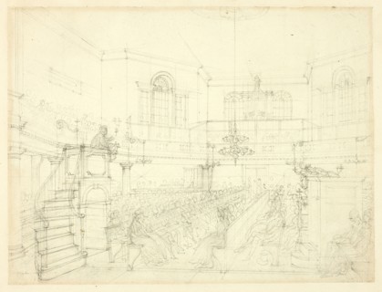 Study for The Magdalen Chapel, from Microcosm of London, c. 1809.