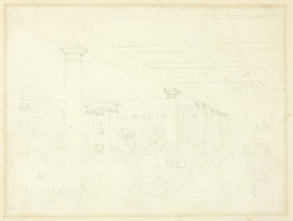 Study for Tattersall's Repository, from Microcosm of London, c. 1809.
