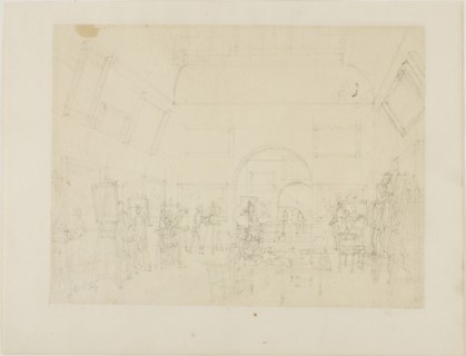 Study for British Institution, Pall Mall, from Microcosm of London, c. 1808.