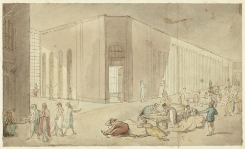 Study for St. Luke's Hospital, from Microcosm of London, c. 1809.