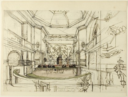 Study for Court of Common Pleas, Westminster Hall, from Microcosm of London, 1807.