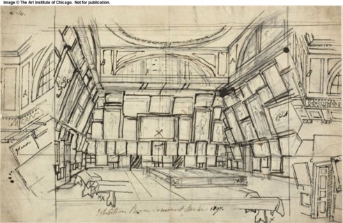 Study for Exhibition Room, Somerset House, from Microcosm of London, c. 1808.