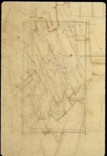 Study for Exhibition Room, Somerset House, from Microcosm of London (recto); Sketch of a Painting: Madonna and Child (verso), 1807 (recto); c. 1807 (verso).