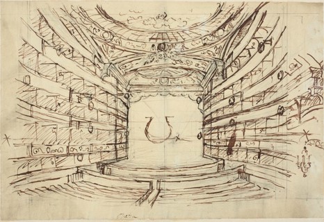 Study for Opera House, from Microcosm of London, c. 1808.