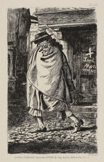 A Cloaked Figure Passing Through the Street (at the Time of the Plague in London), published December 1, 1861.