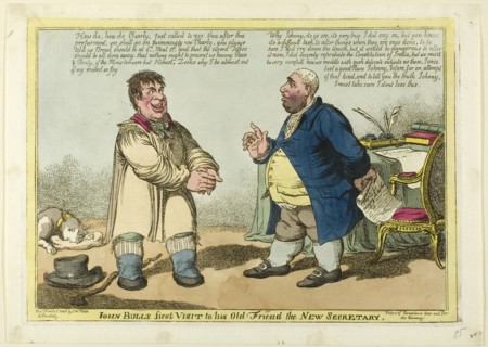 John Bull's First Visit to his Old Friend the New Secretary, published March 3, 1806.
